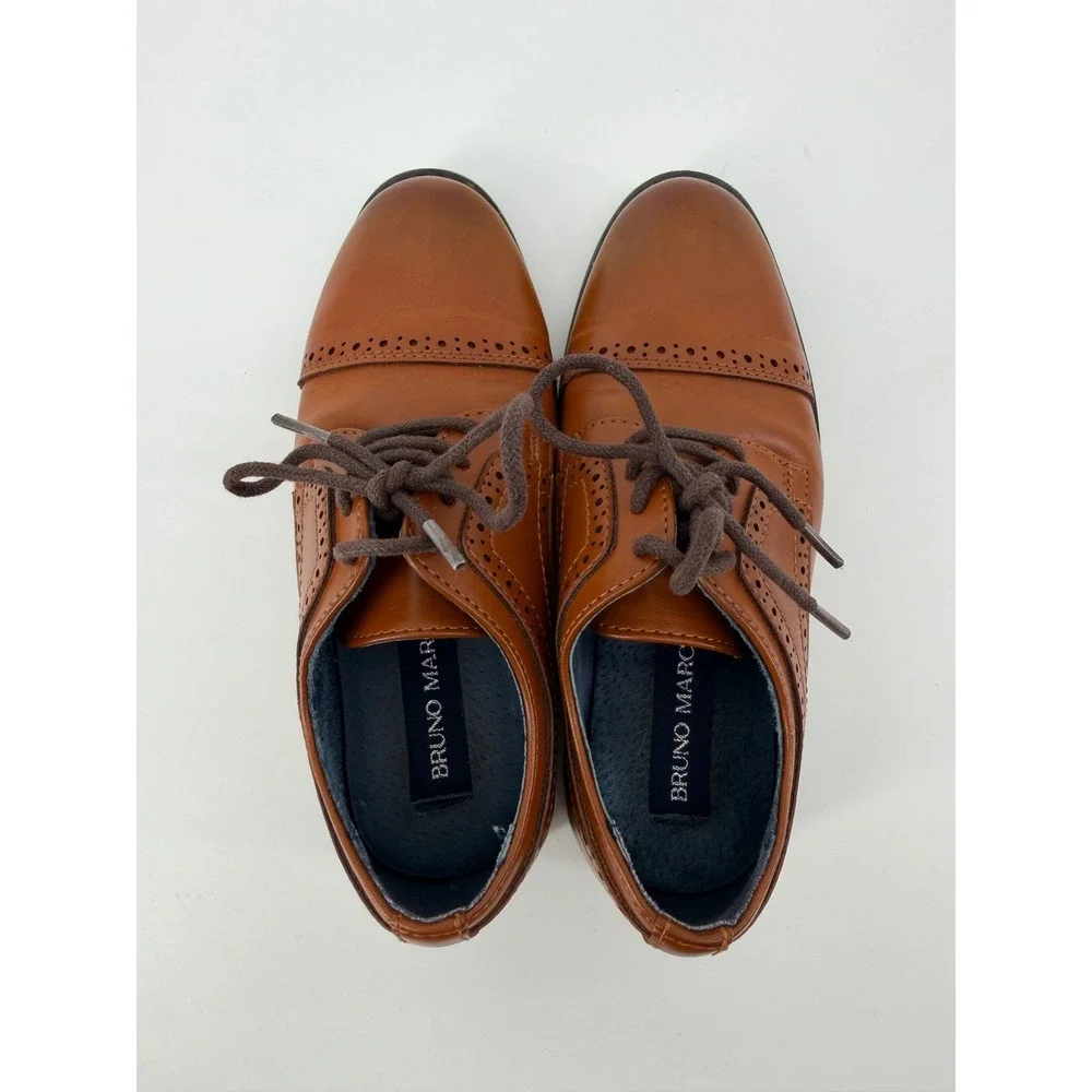 Bruno Marc Boys Prince_K1 Tan Brown‎ Toddler Brogue Oxford Dress Shoes Size 12